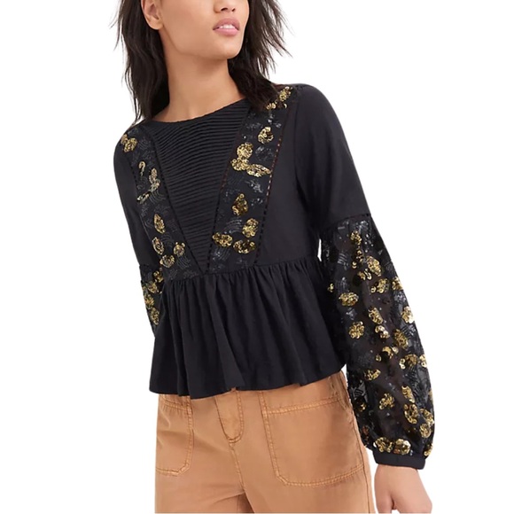 Anthropologie Tops - Anthropologie Sequined Top in Black